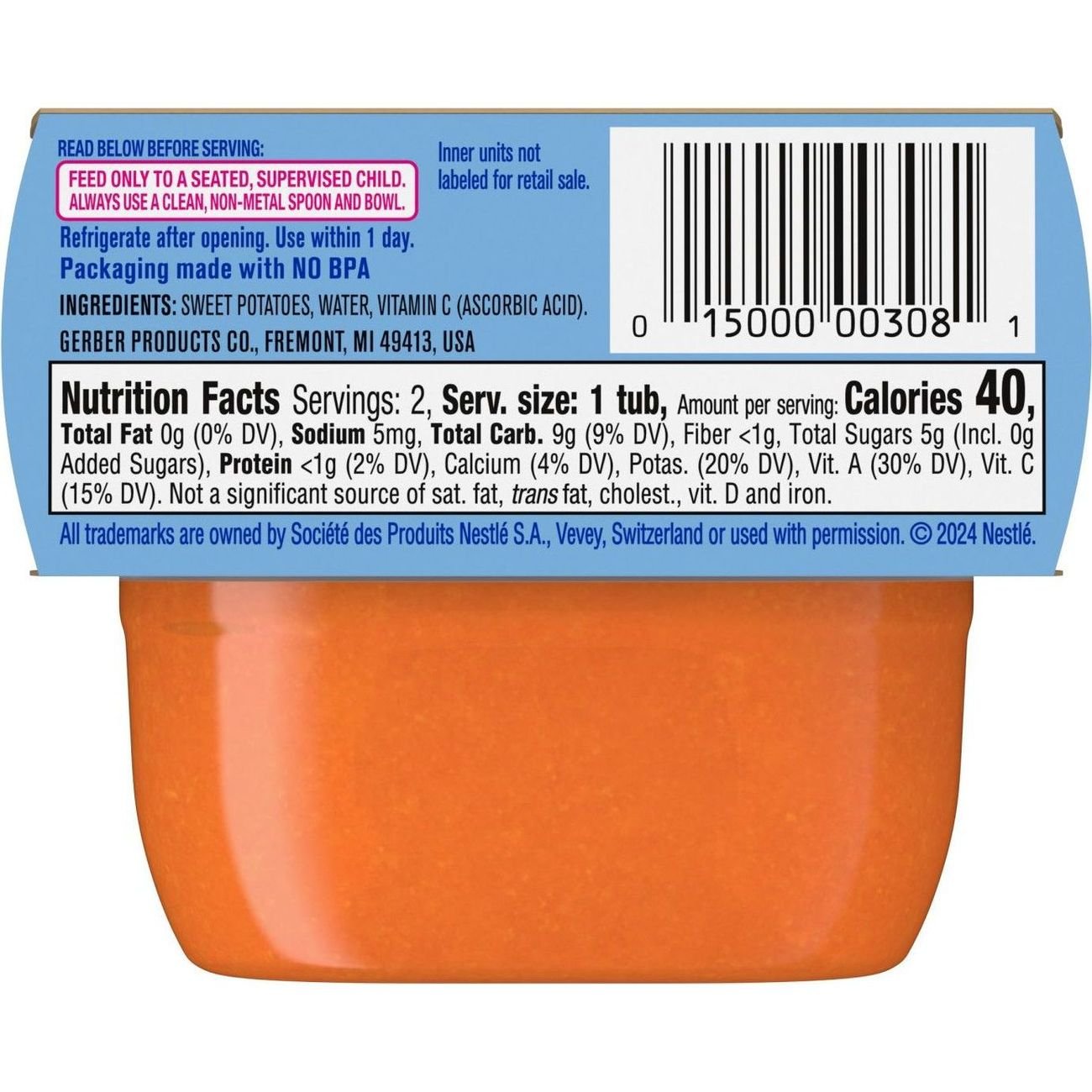 Gerber Stage 1 Baby Food - Sweet Potato, 2 oz Tubs