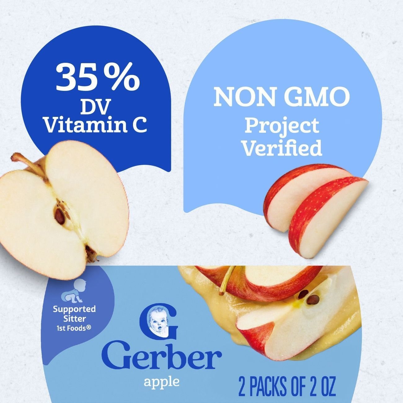 Gerber Stage 1 Baby Food - Apple, 2 oz Tubs