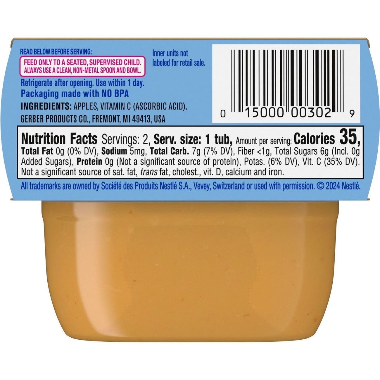 Gerber Stage 1 Baby Food - Apple, 2 oz Tubs