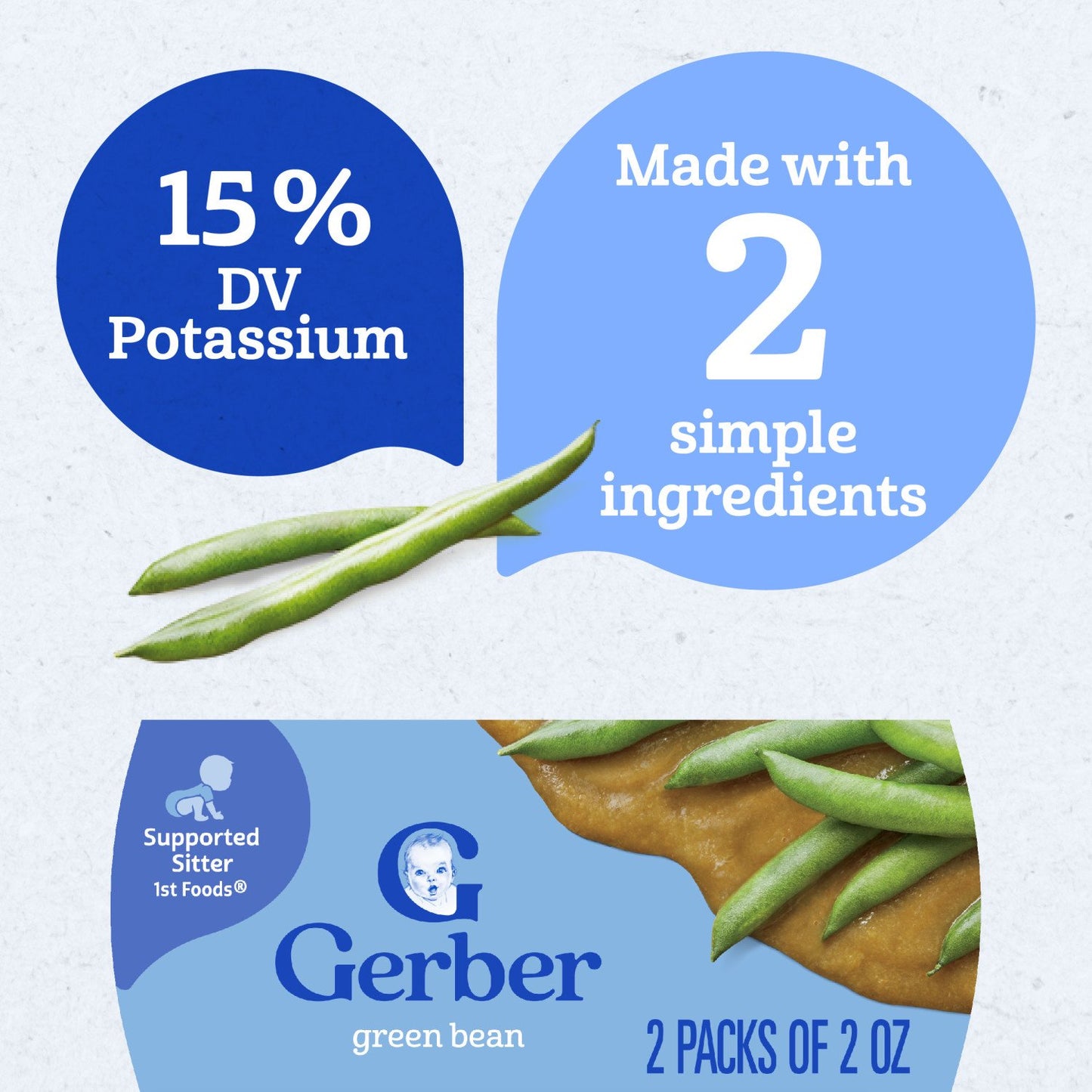 Gerber Stage 1 Baby Food - Green Bean, 2 oz Tubs