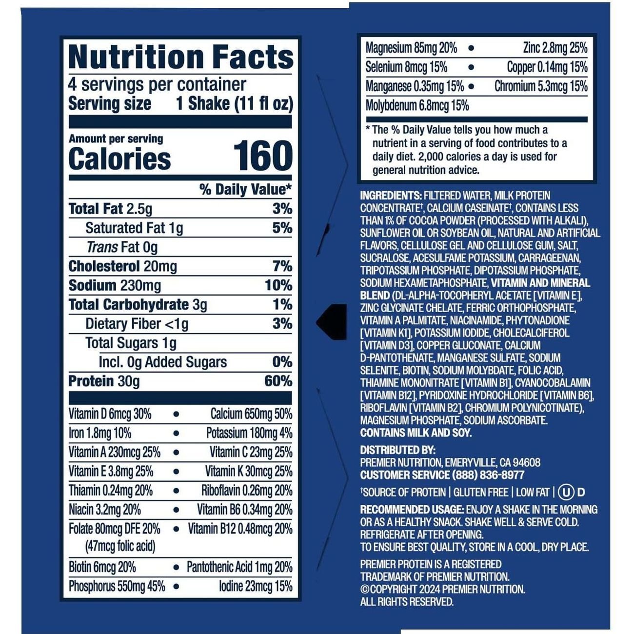 Premier Protein 30g Protein Shakes 4 pk Bottles - Cookies & Cream