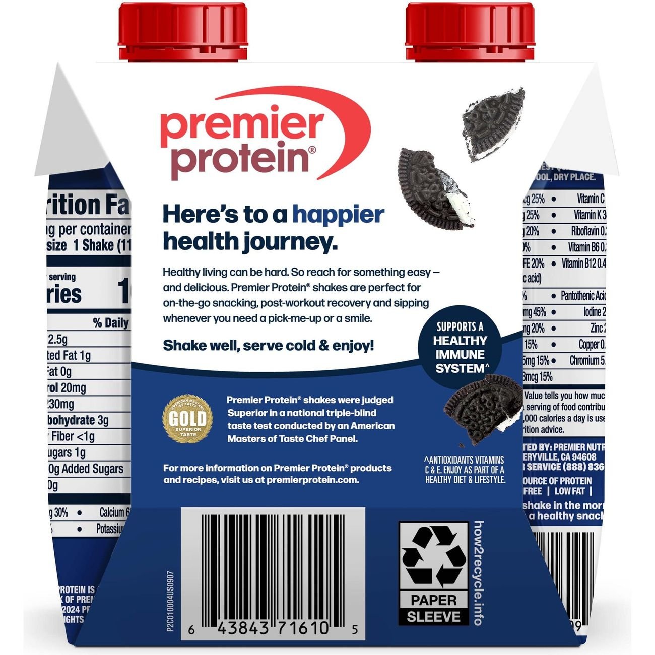 Premier Protein 30g Protein Shakes 4 pk Bottles - Cookies & Cream