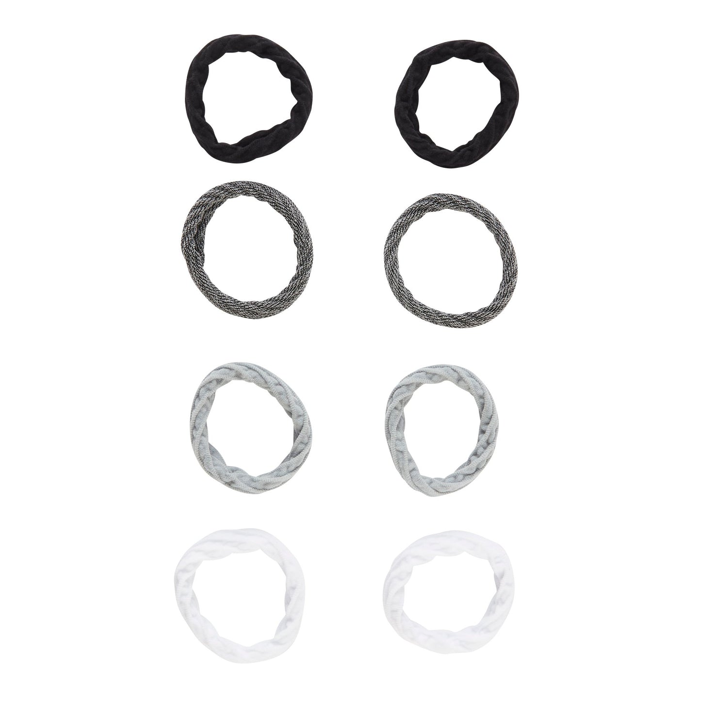 Scunci Comfy No Damage Hair Ponytailers - Black, Gray, White