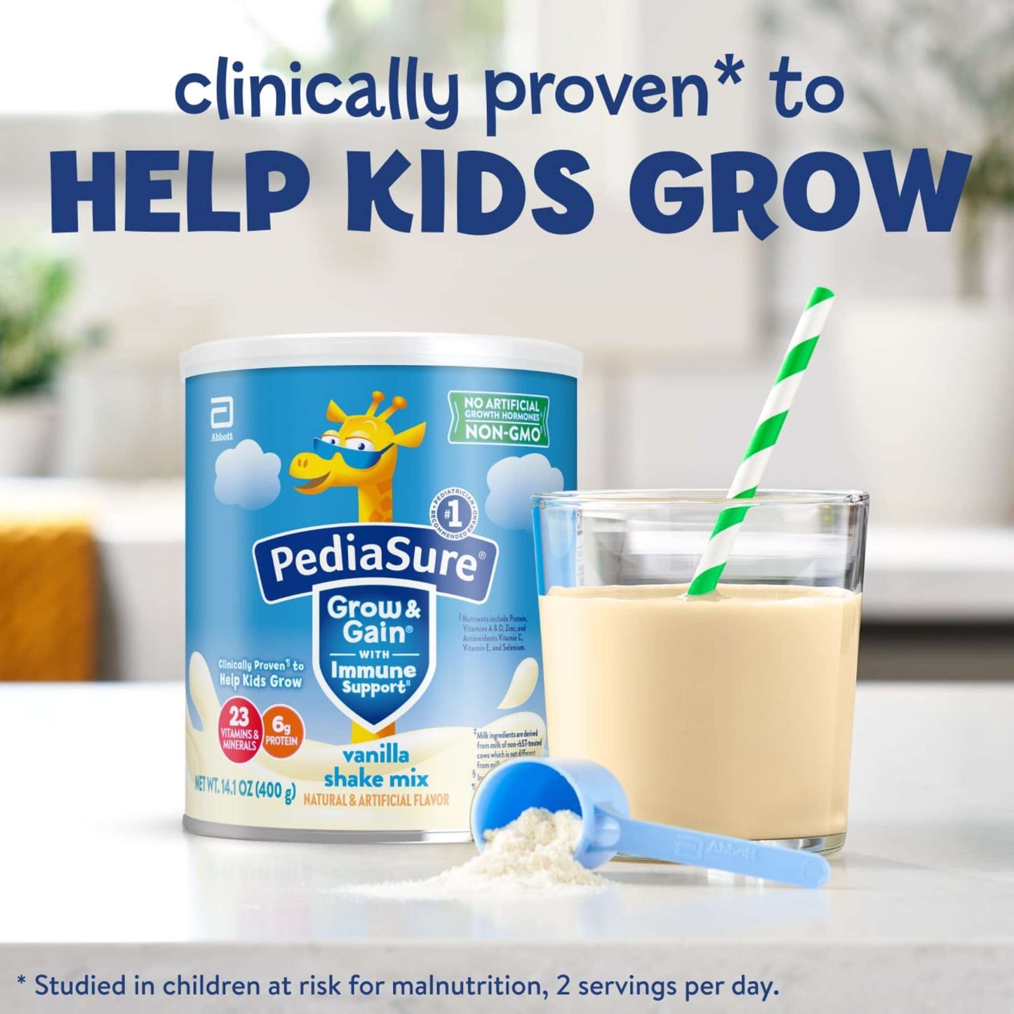 PediaSure Grow & Gain with Immune Support 6g Protein Shake Mix for Kids - Vanilla