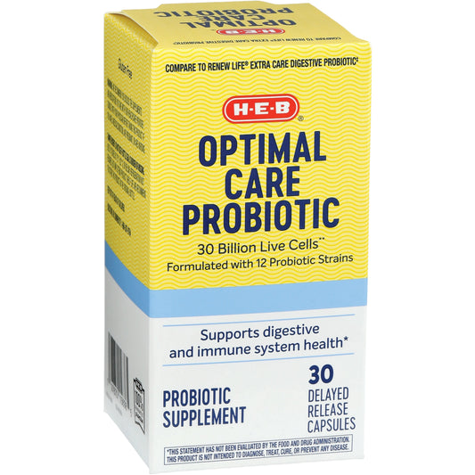 H-E-B Optimal Care Probiotic Capsules – 30 Billion CFUs