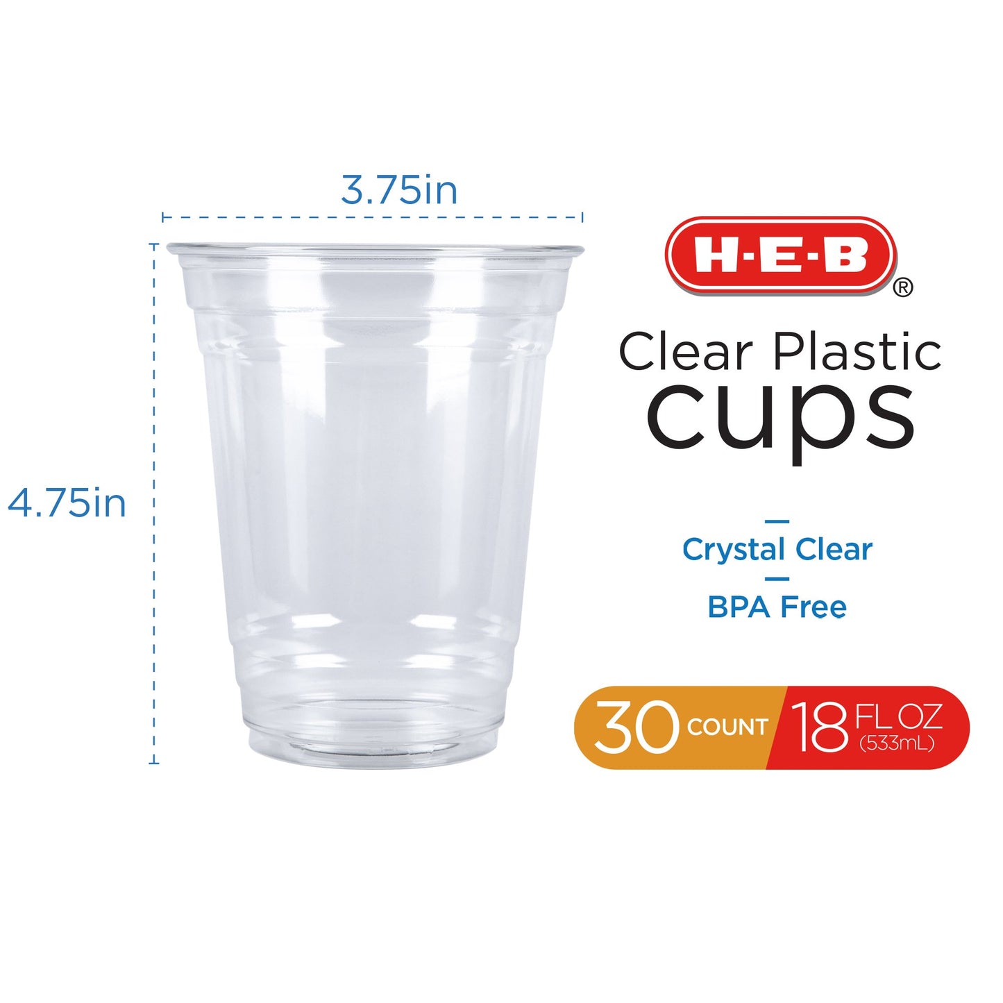H-E-B 18 oz Clear Plastic Cups