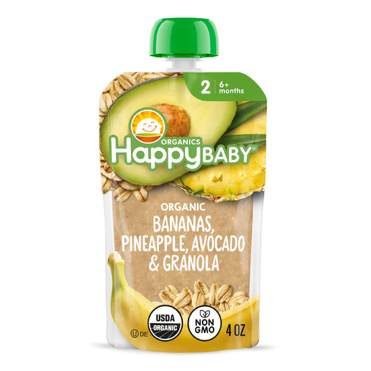 Happy Baby Organics Clearly Crafted Stage 2 Meals Bananas, Pineapple