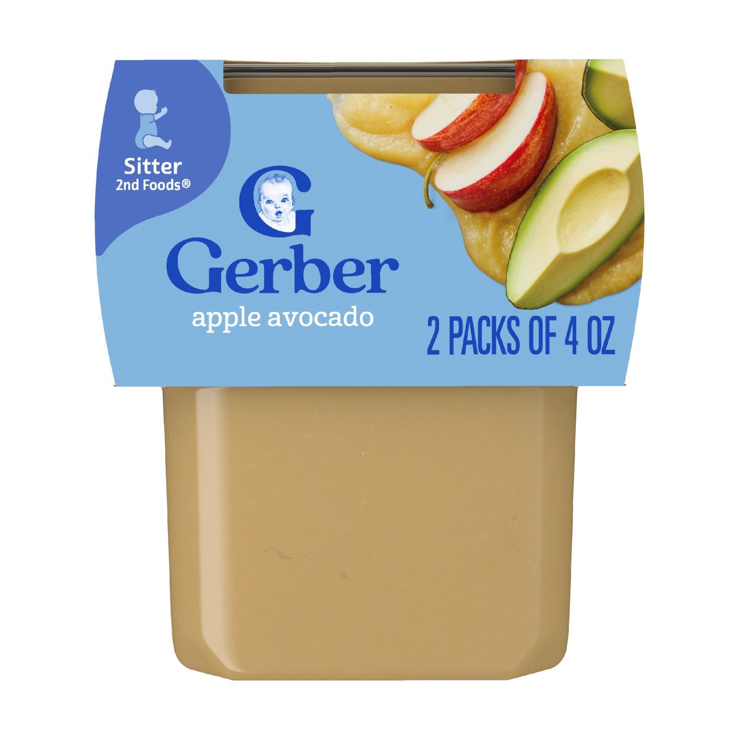 Gerber Stage 2 Baby Food - Apple Avocado, 4 oz Tubs