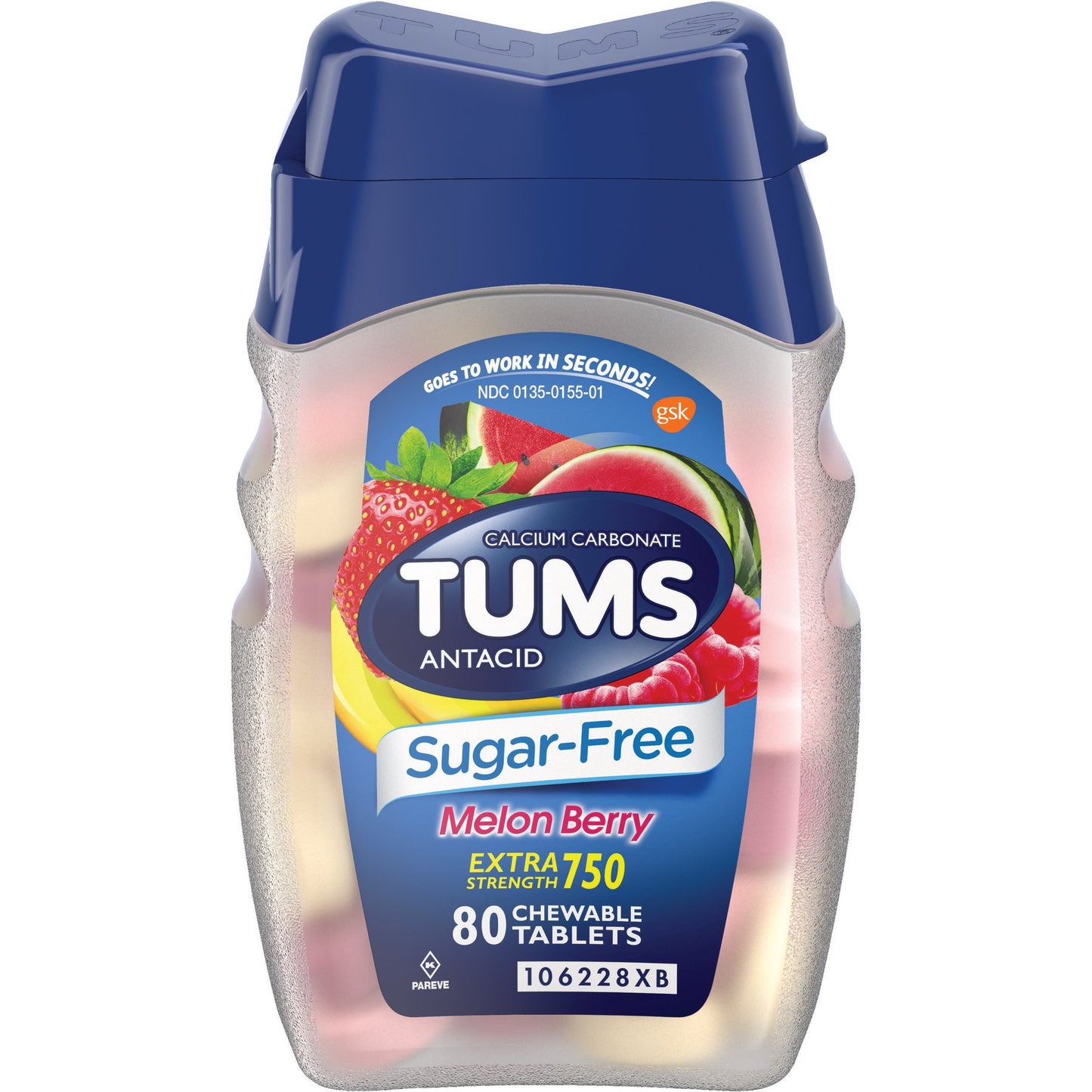 Tums Extra Strength Sugar Free Antacids, Melon Berry