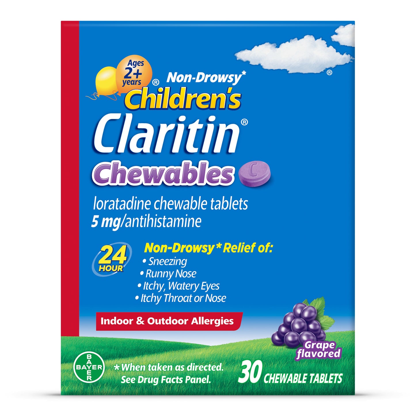 Claritin Children's 24 Hr Non-Drowsy Antihistamine Allergy Chewables - Grape