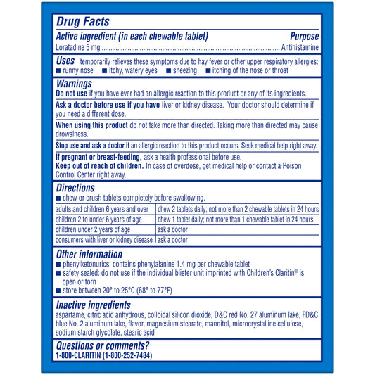 Claritin Children's 24 Hr Non-Drowsy Antihistamine Allergy Chewables - Grape