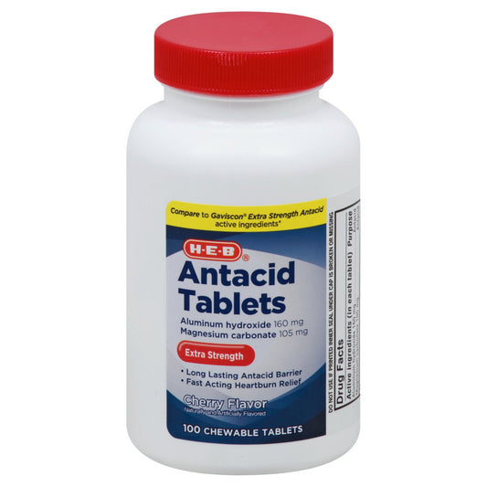 H-E-B Antacid Extra Strength Cherry Chewable Tablets