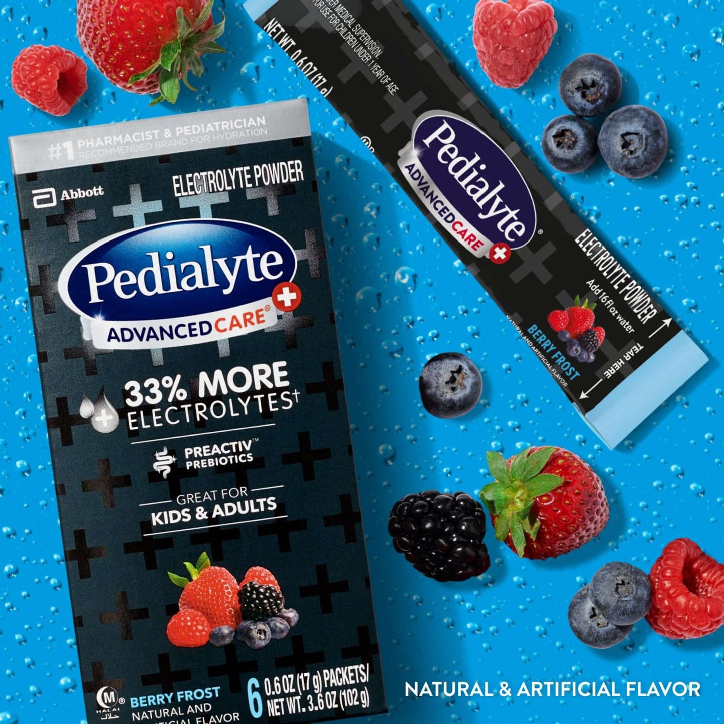 Pedialyte AdvancedCare Plus Electrolyte Powder for Kids & Adults - Berry Frost