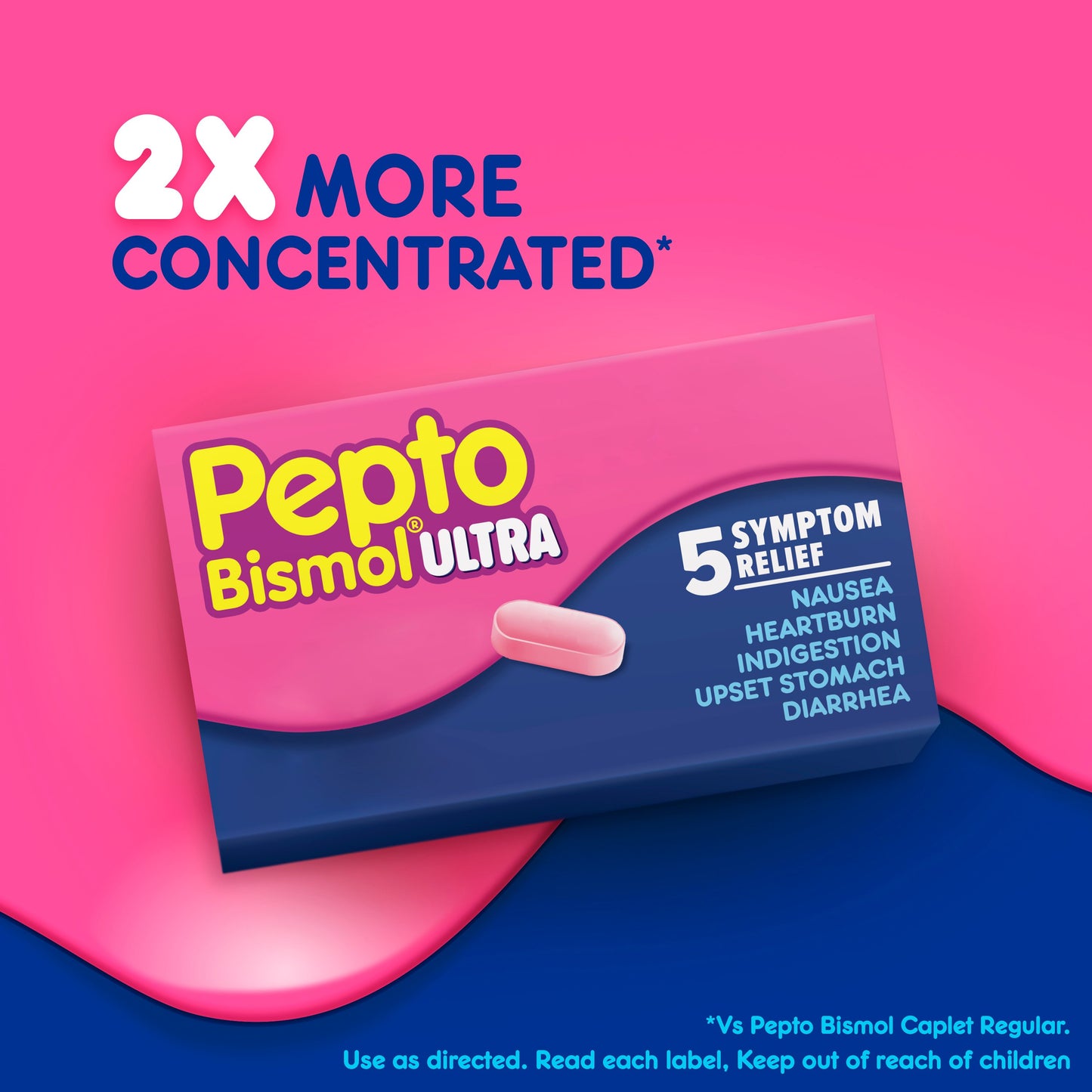 Pepto-Bismol Caplets Ultra for Nausea, Heartburn, Indigestion, Upset Stomach, & Diarrhea - 5 Symptom Fast Relief
