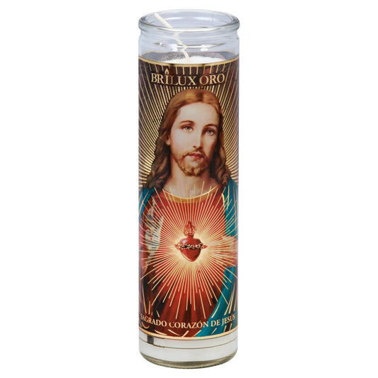 Brilux Sacred Heart of Jesus Religious Candle - White Wax