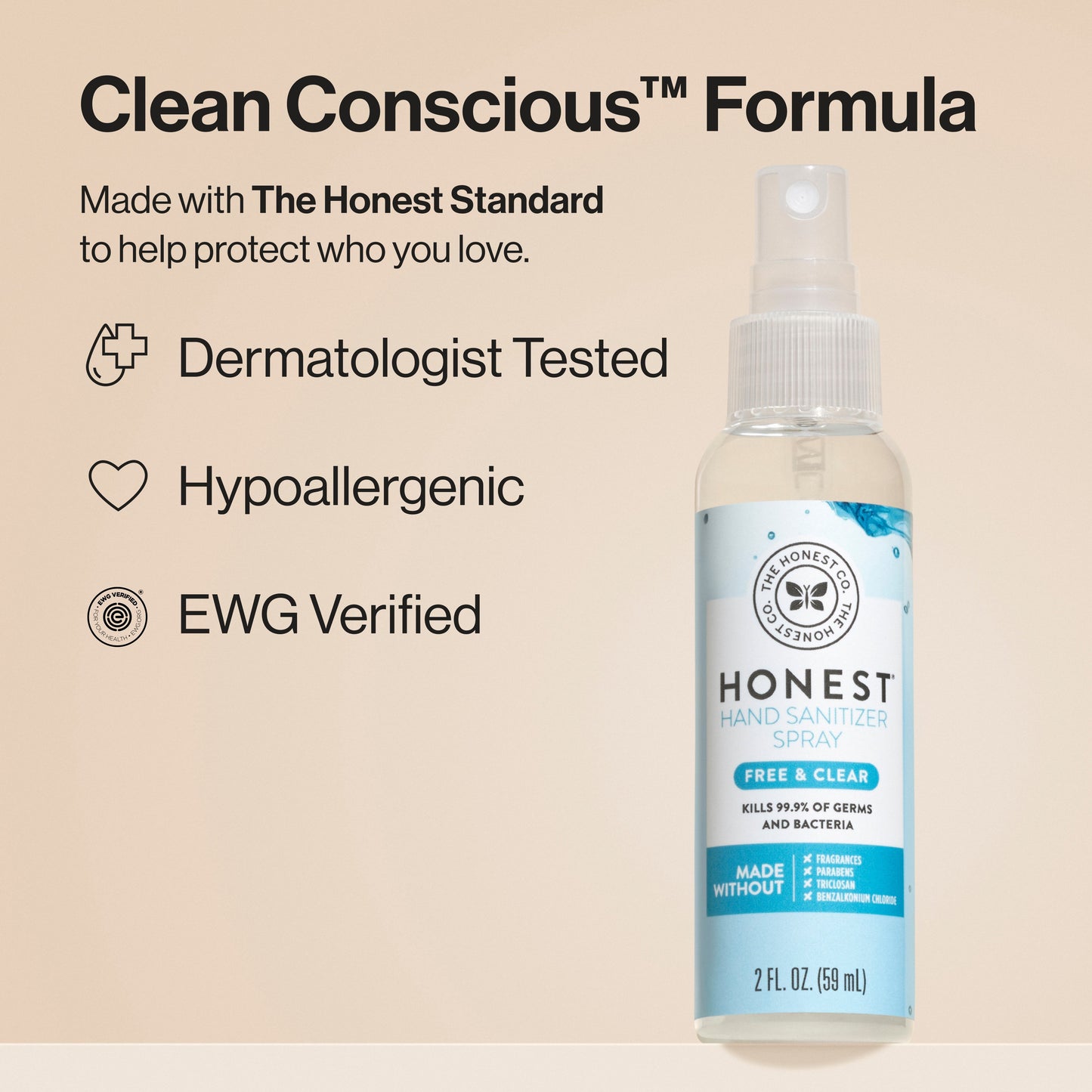 The Honest Company Hand Sanitizer Spray Free & Clear