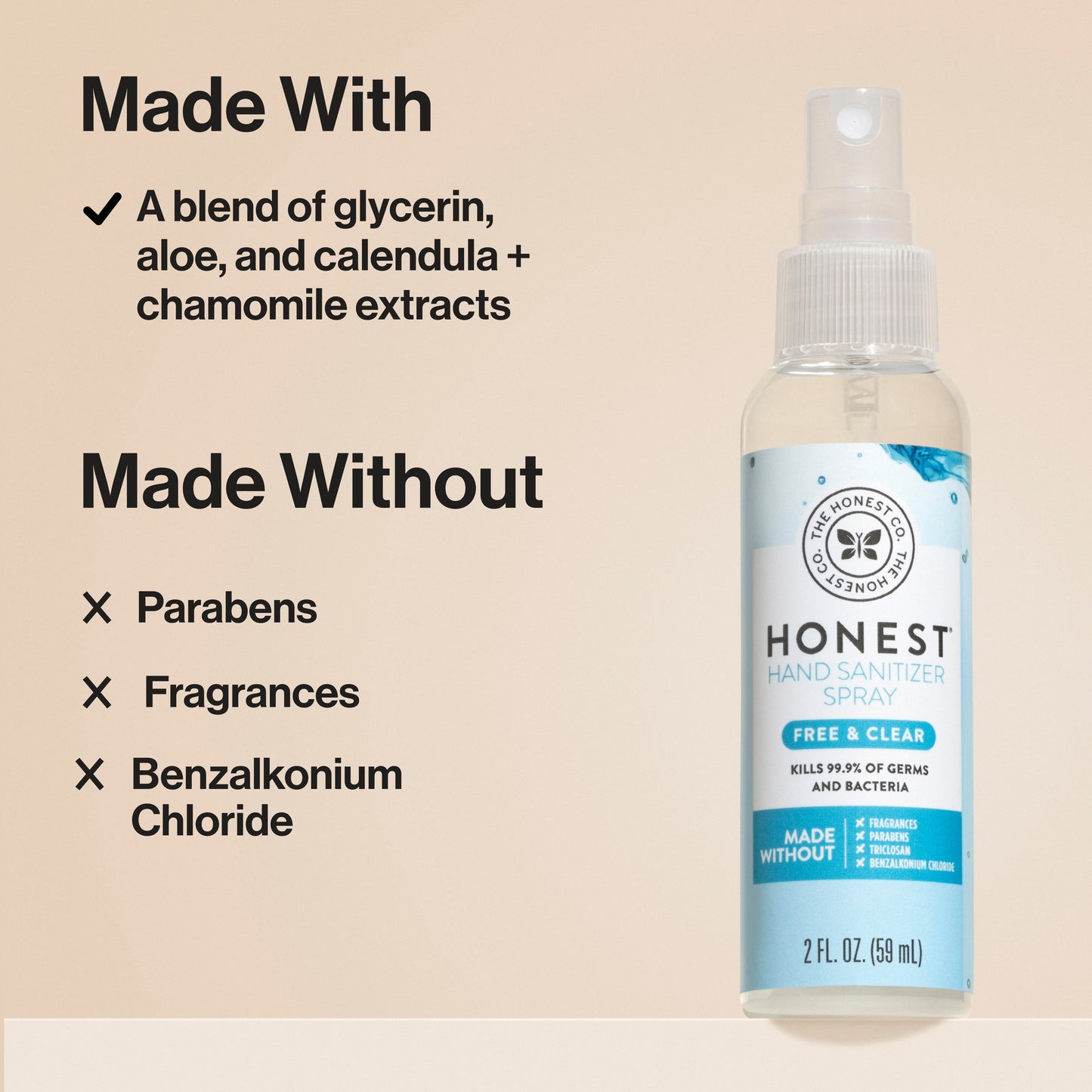The Honest Company Hand Sanitizer Spray Free & Clear