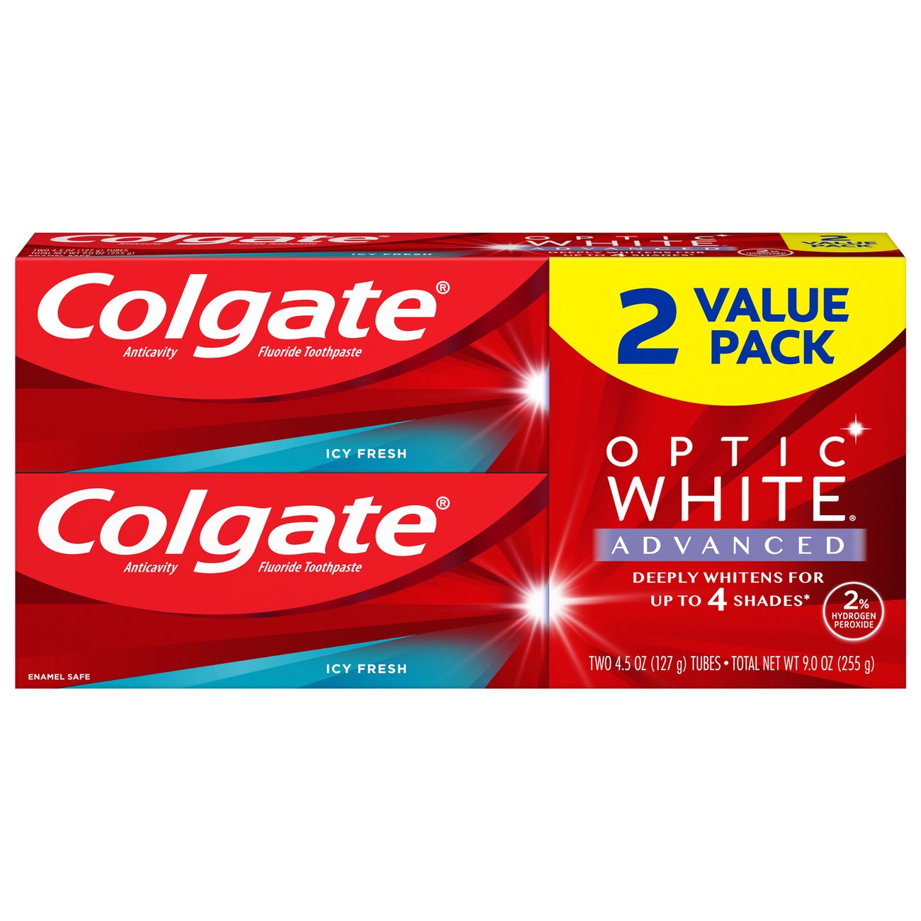 Colgate Optic White Advanced Anticavity Toothpaste - Icy Fresh, 2 Pk