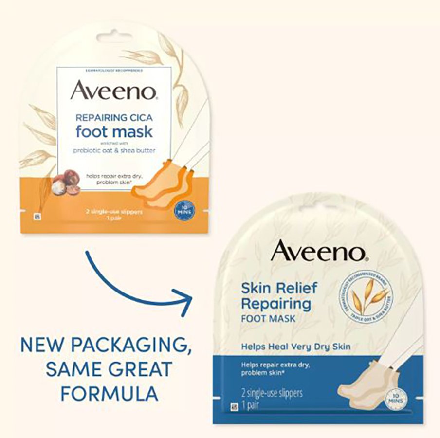 Aveeno Skin Relief Repairing Foot Mask 2 Single-Use Slippers