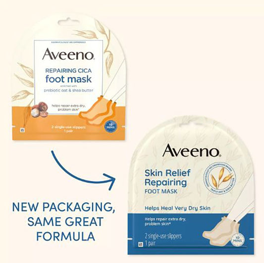 Aveeno Skin Relief Repairing Foot Mask 2 Single-Use Slippers