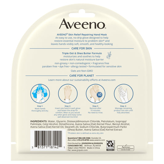 Aveeno Skin Relief Repairing Hand Mask 2 Single-Use Gloves