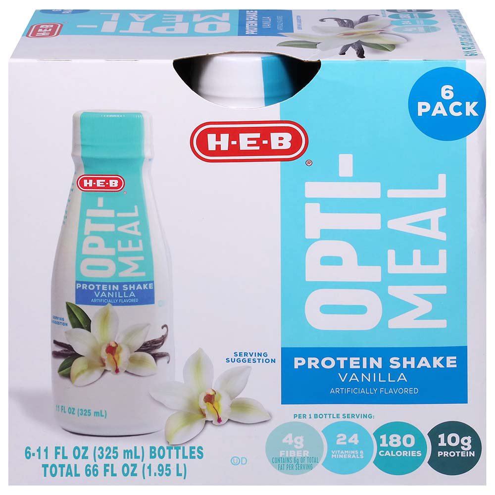 H-E-B Opti-Meal 10g Protein Shakes 6 pk Bottles - Vanilla