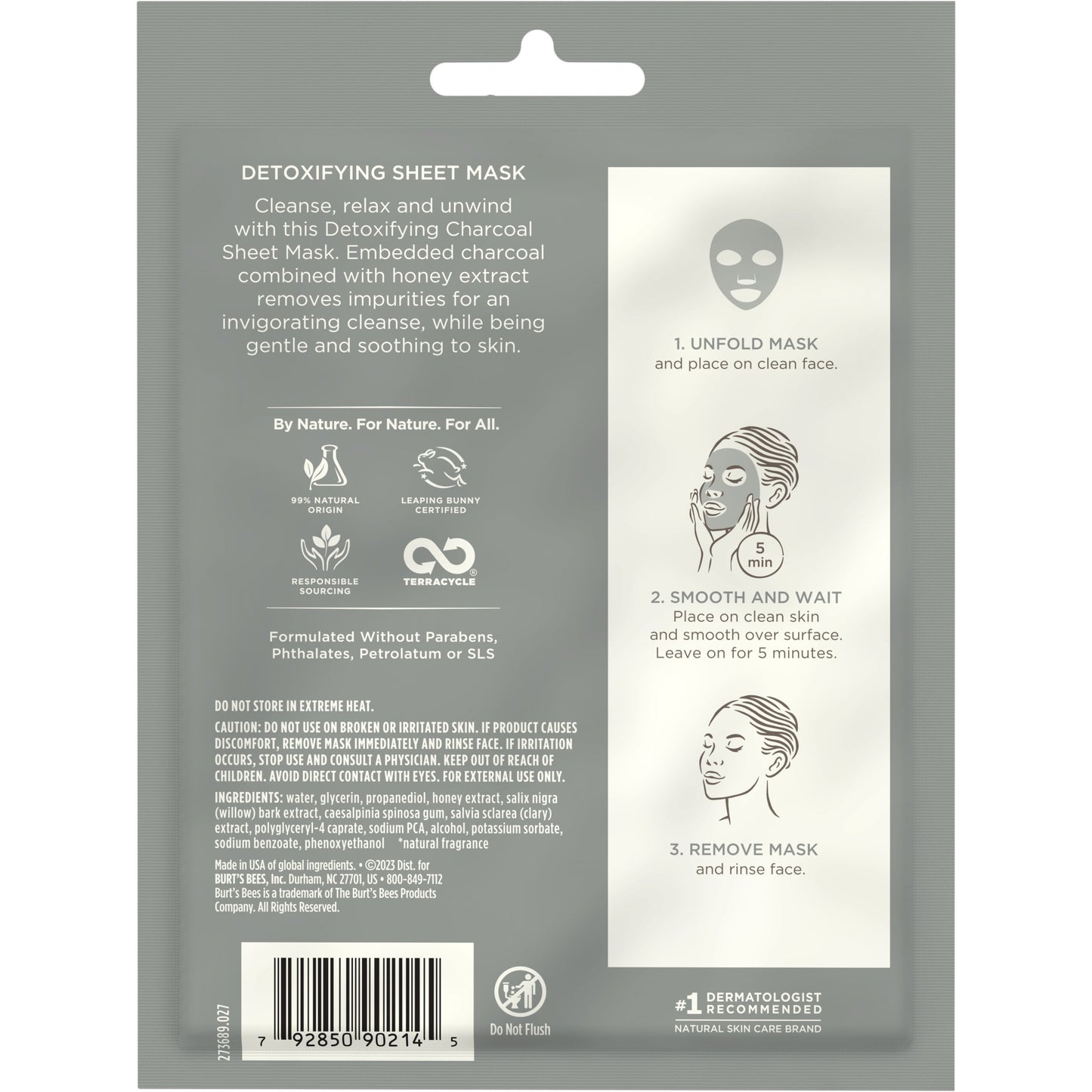 Burt's Bees Detoxifying Facial Sheet Mask - Charcoal + Honey