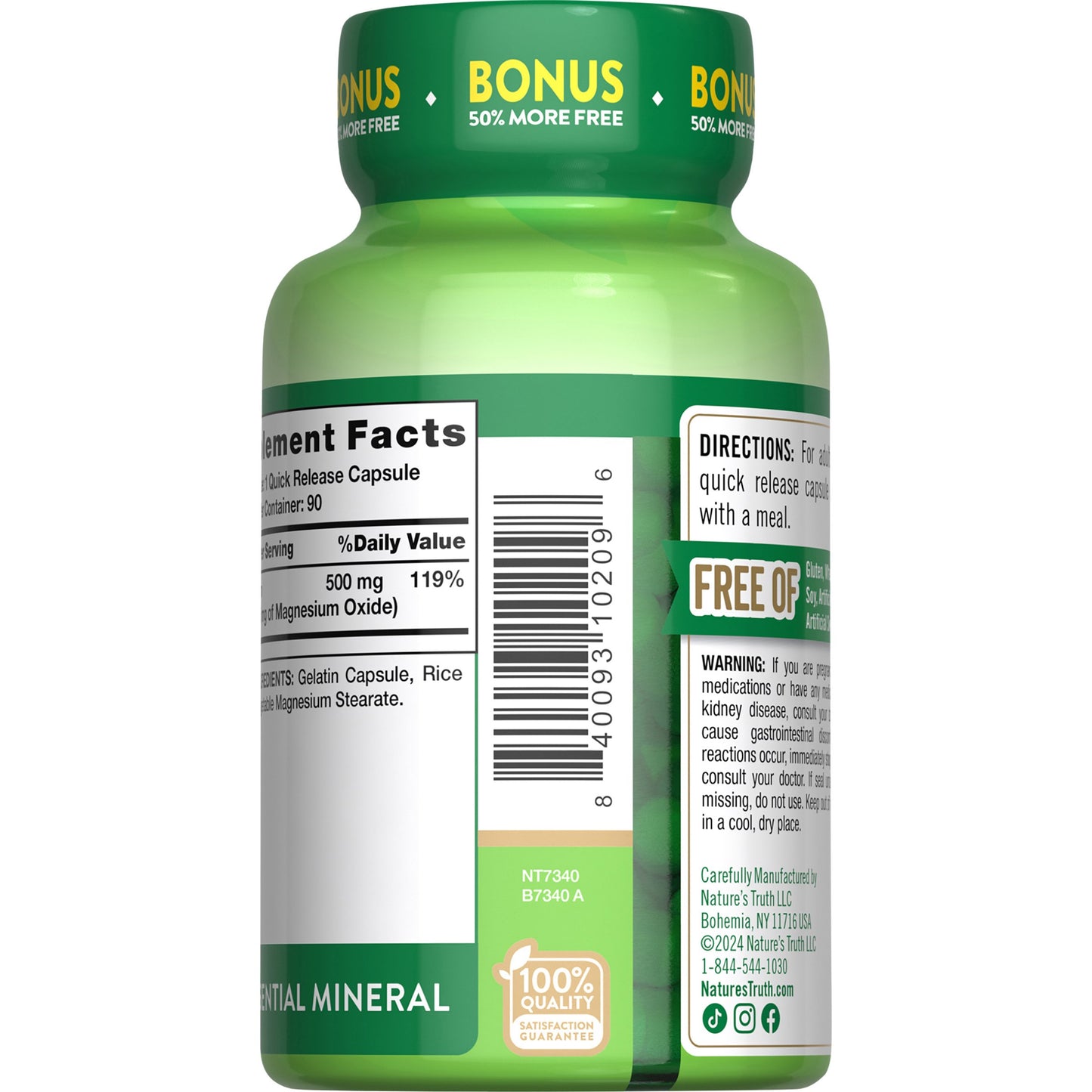 Nature's Truth Magnesium 500 mg Quick Release Capsules
