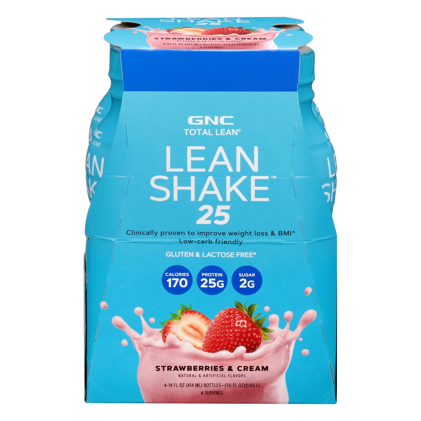 GNC Total Lean 25g Protein Low Carb Nutritional Shakes - Strawberries & Cream, 4 Pk