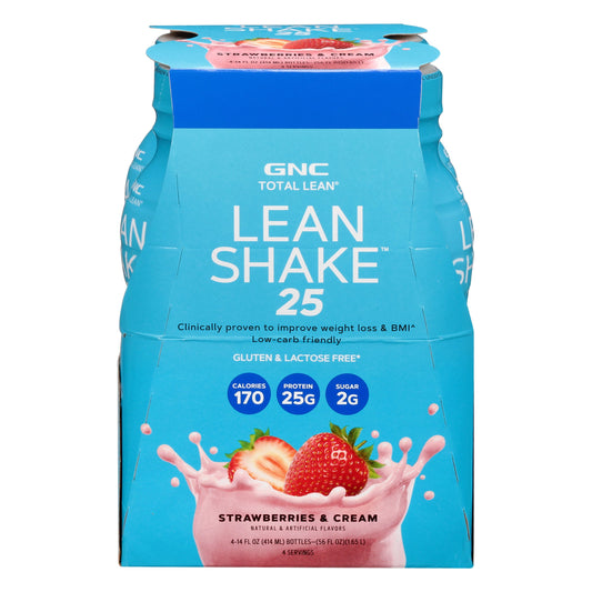 GNC Total Lean 25g Protein Low Carb Nutritional Shakes - Strawberries & Cream, 4 Pk