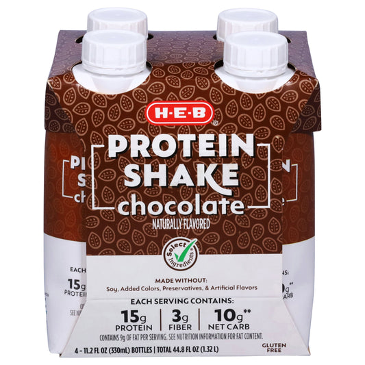 H-E-B 15g Protein Shakes 4 pk Bottles - Chocolate