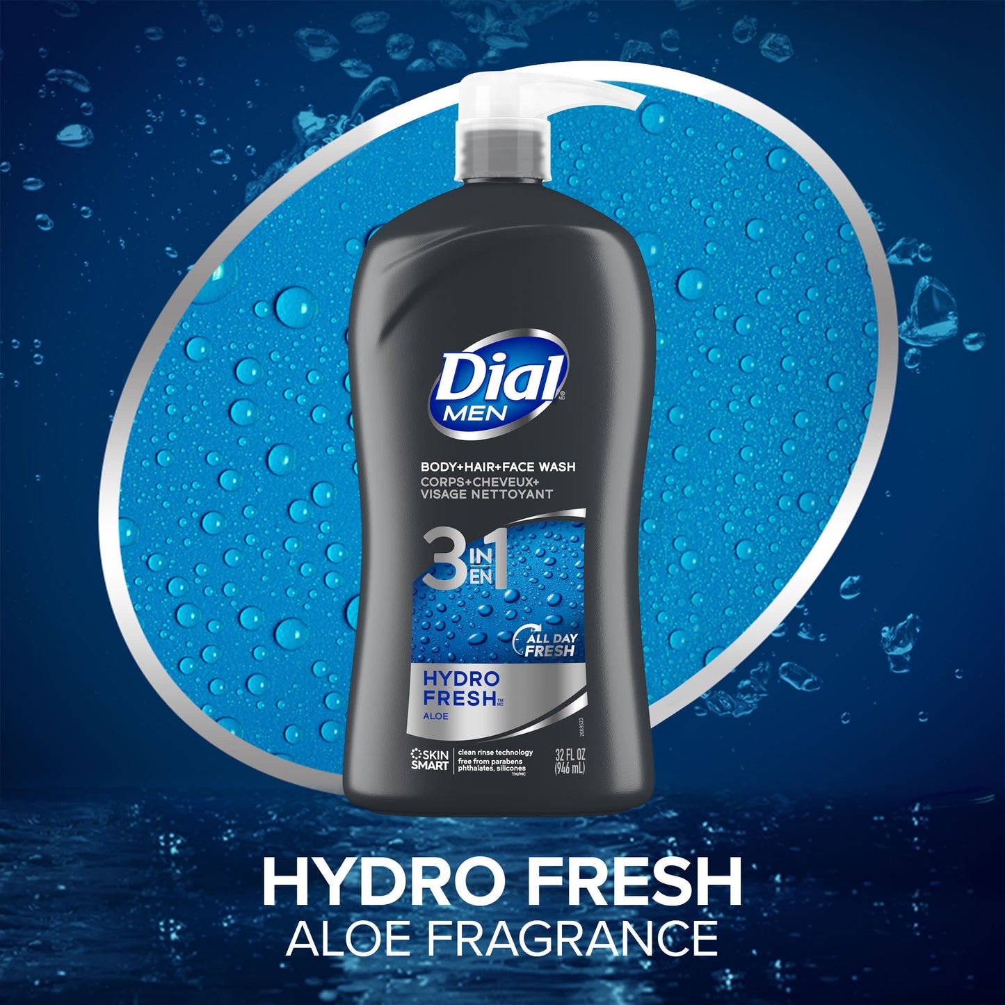 Dial Men 3-in-1 Body, Hair & Face Wash - Hydro Fresh