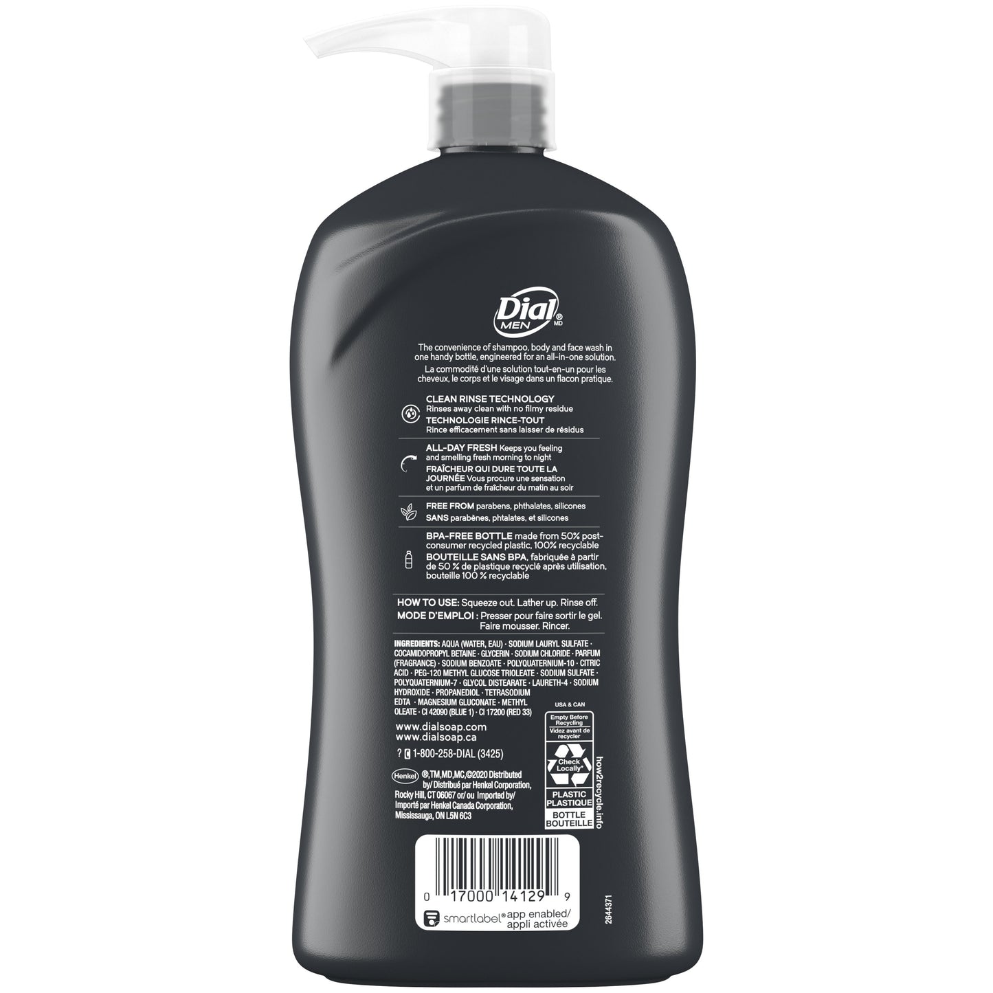 Dial Men 3-in-1 Body, Hair & Face Wash - Hydro Fresh