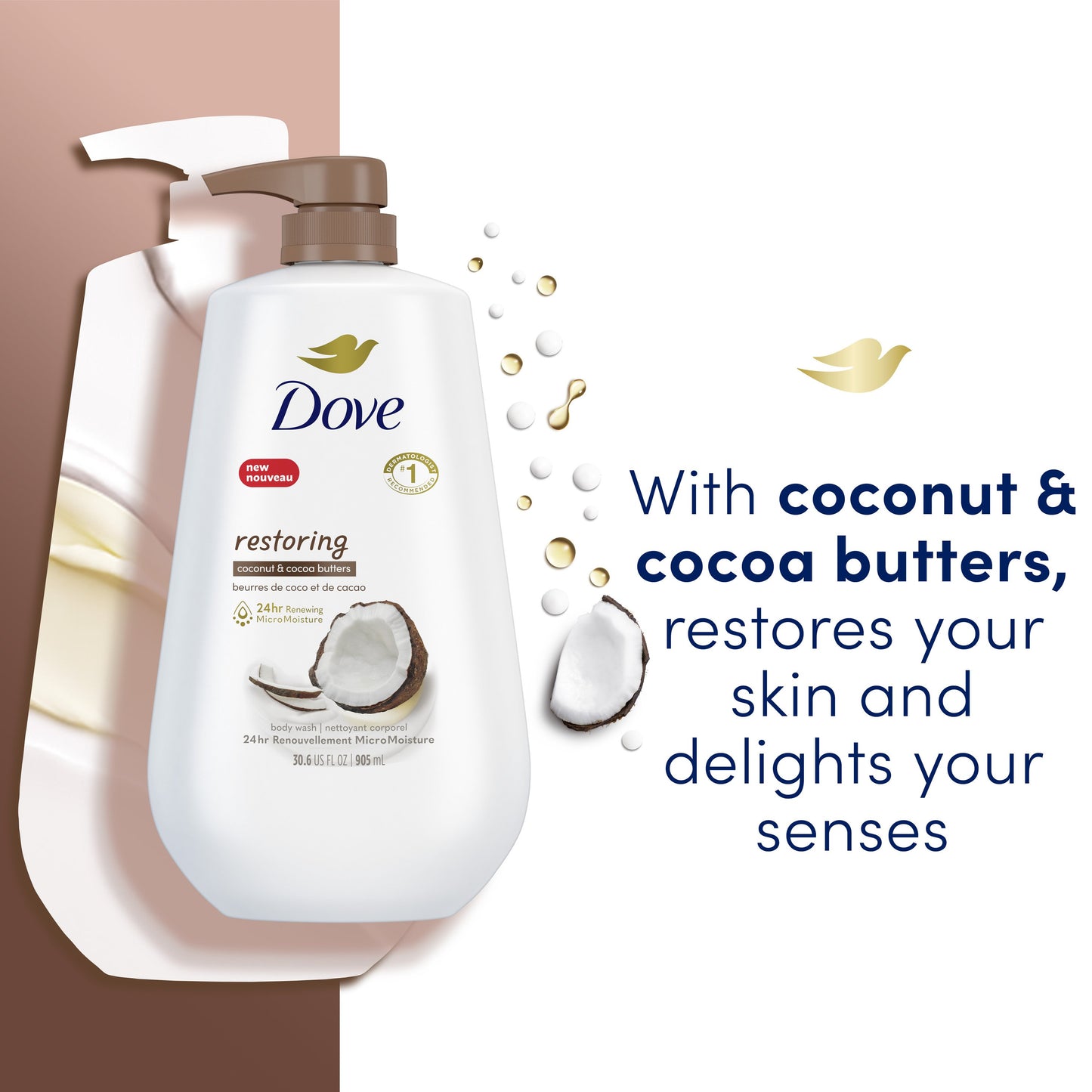 Dove Restoring Body Wash with Pump - Coconut & Cocoa Butters