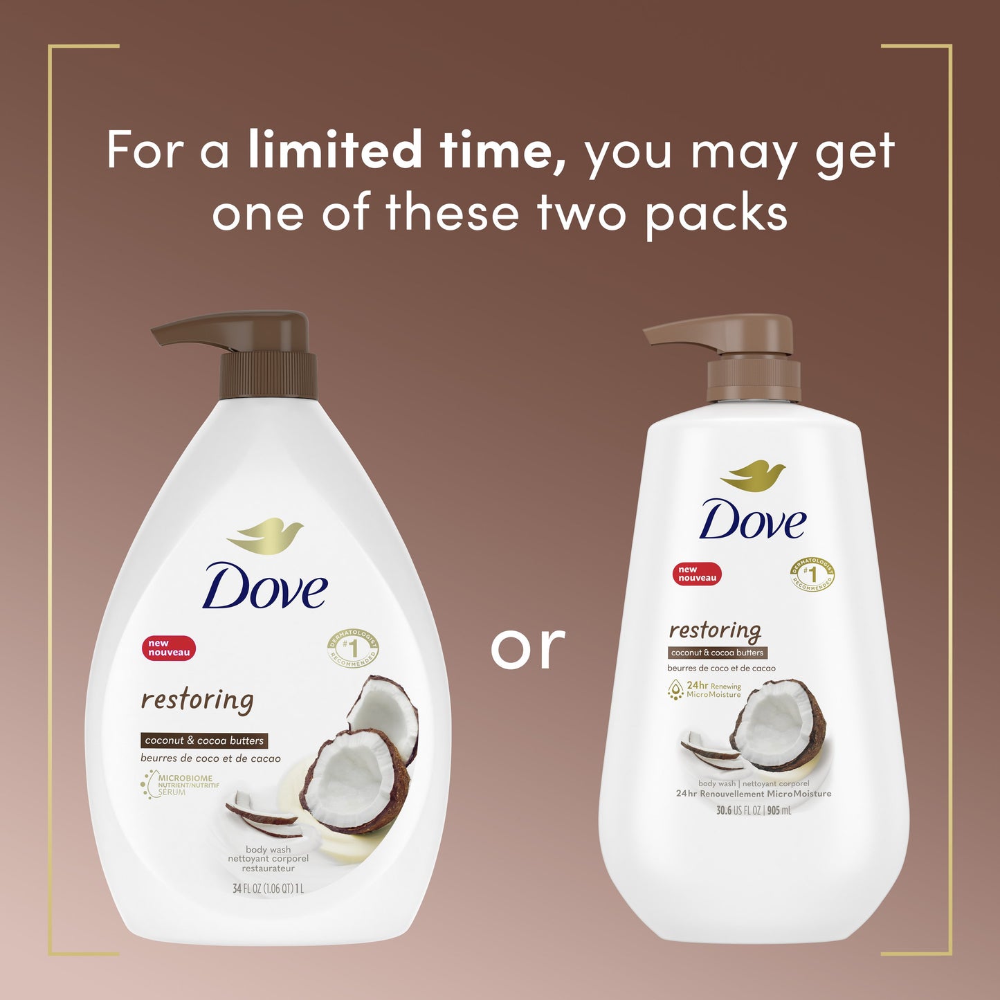 Dove Restoring Body Wash with Pump - Coconut & Cocoa Butters