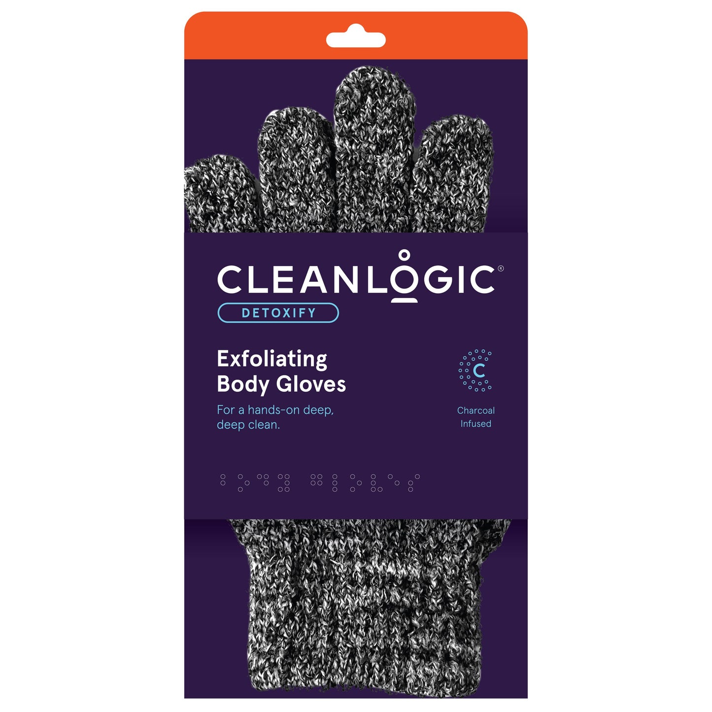 Cleanlogic Charcoal Infused Exfoliating Body Gloves