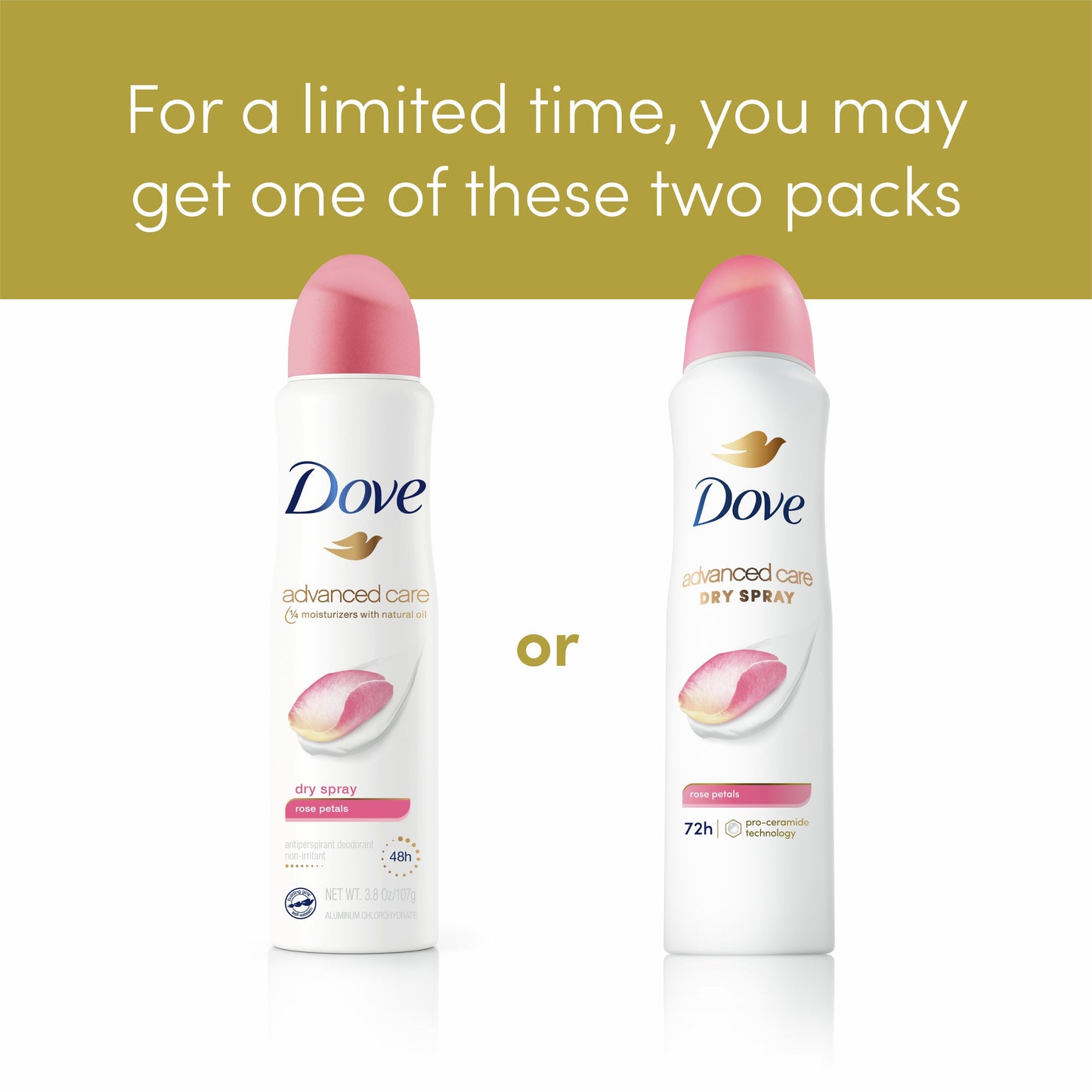 Dove Advanced Care Antiperspirant Deodorant Spray Rose Petals