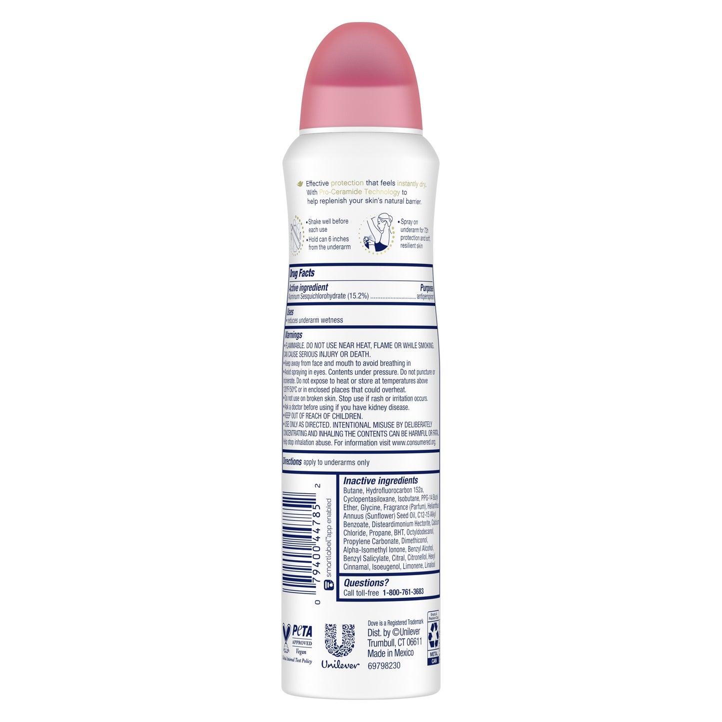 Dove Advanced Care Antiperspirant Deodorant Spray Rose Petals