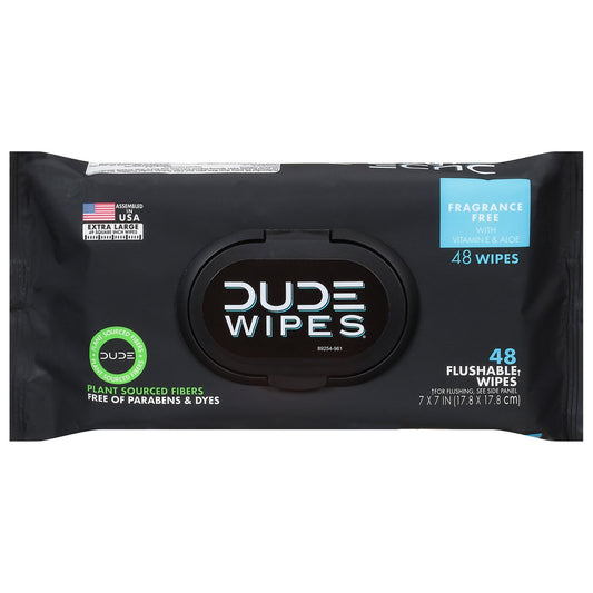 DUDE WIPES Fragrance Free  XL Flushable Wipes