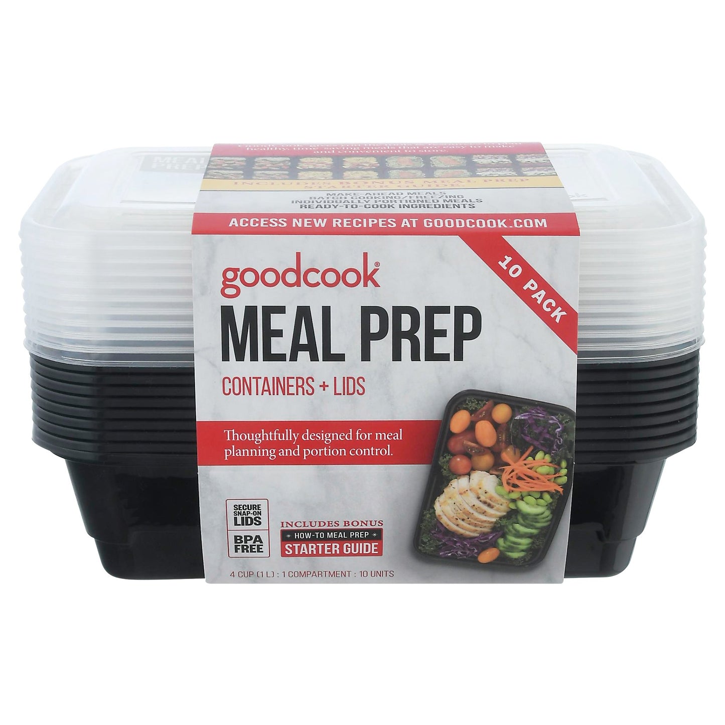 GoodCook Meal Prep Containers & Lids, 10 Pk