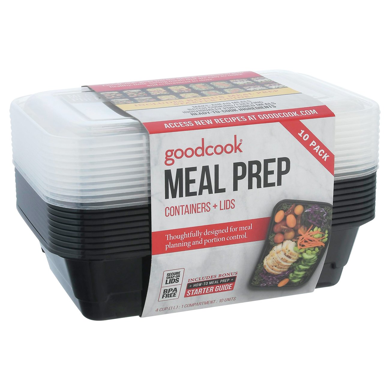 GoodCook Meal Prep Containers & Lids, 10 Pk