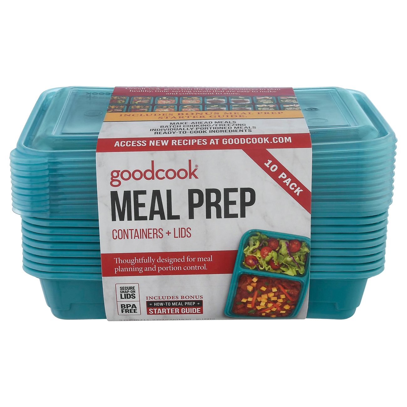 GoodCook 2 Compartment Rectangle Meal Prep Containers