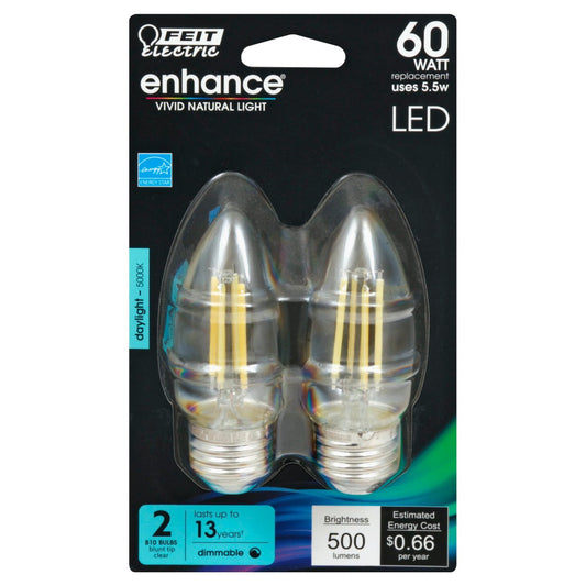 Feit Electric Enhance B10 60-Watt LED Light Bulbs - Daylight
