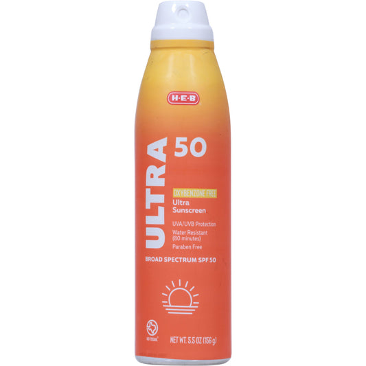H-E-B Ultra Oxybenzone Free Sunscreen Spray – SPF 50