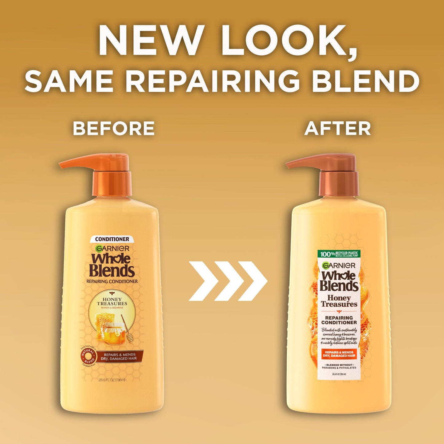 Garnier Whole Blends Honey Treasures Repairing Conditioner, For Dry Hair