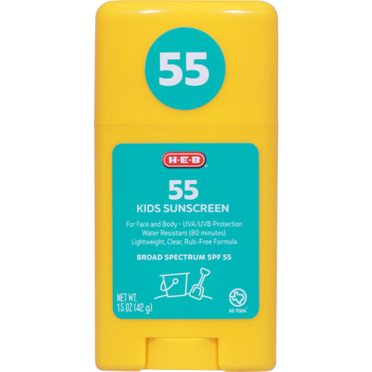 H-E-B Kids Unscented Broad Spectrum Sunscreen Stick – SPF 55