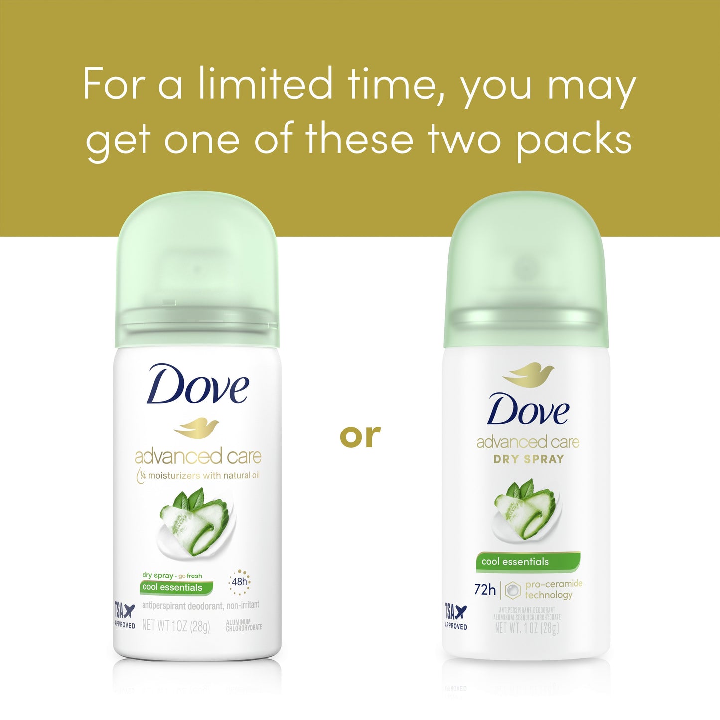 Dove Travel Size Advanced Care Deodorant Spry - Cool Essentials