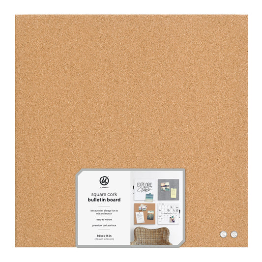 U Brands Square Cork Bulletin Board