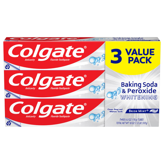Colgate Baking Soda & Peroxide Anticavity Toothpaste 3 pk - Brisk Mint