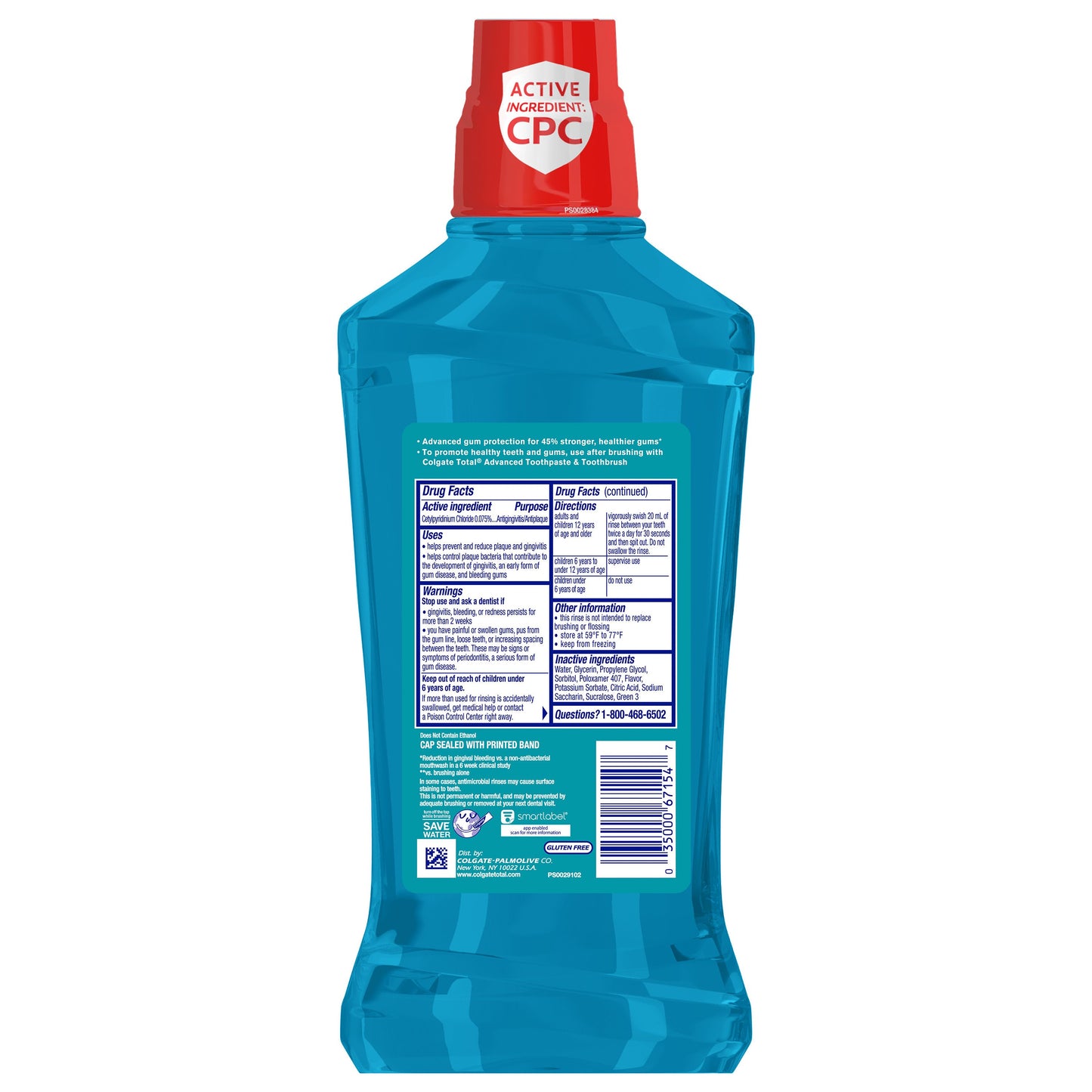 Colgate Total Gum Health Antibacterial Mouthwash - Clean Mint
